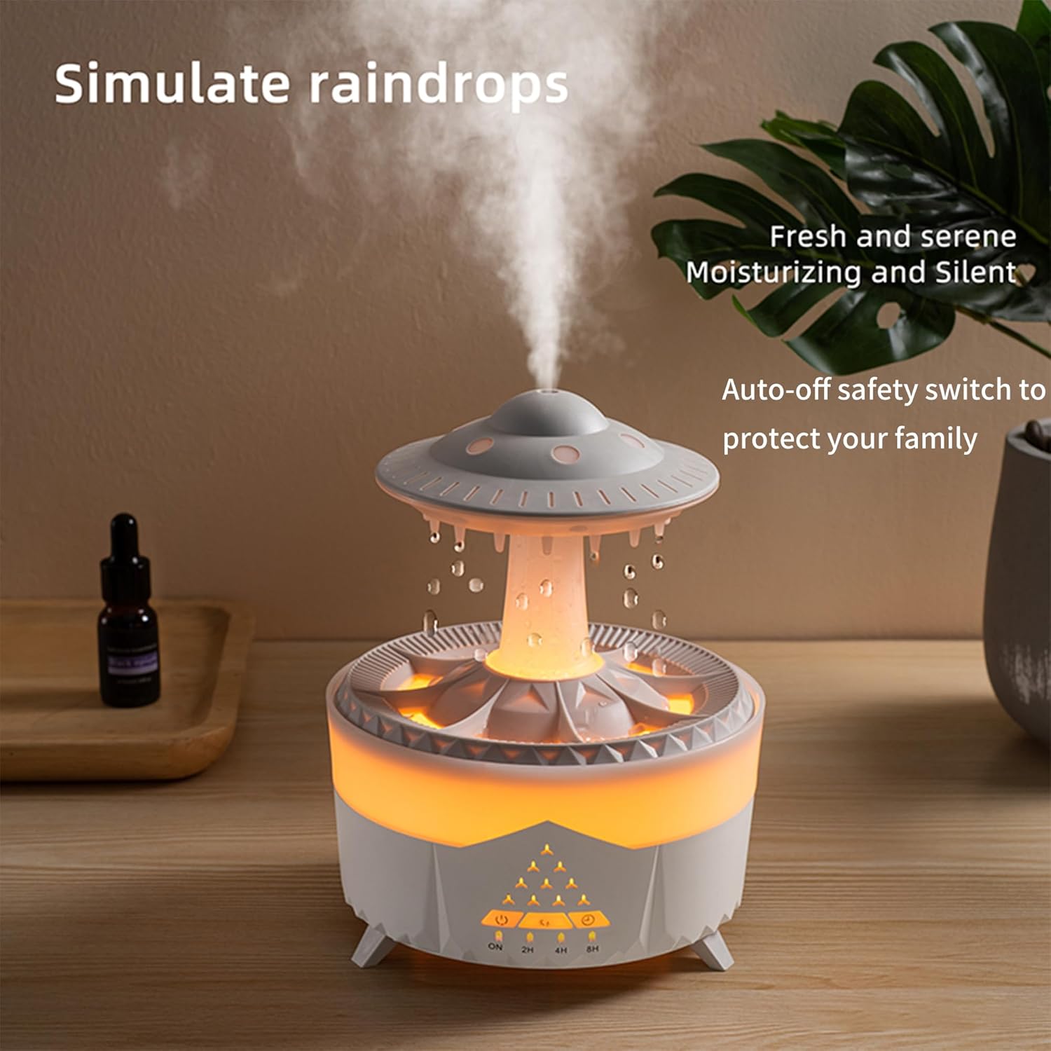 Raindrop Essential Oil Diffuser & Humidifier – 7-Color Night Light & White Noise Machine - SANSALI 