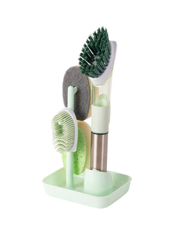 Multifunctional Dish Brush Household Kitchen Oily Sponge Long Handle Cleaning Brush - Green