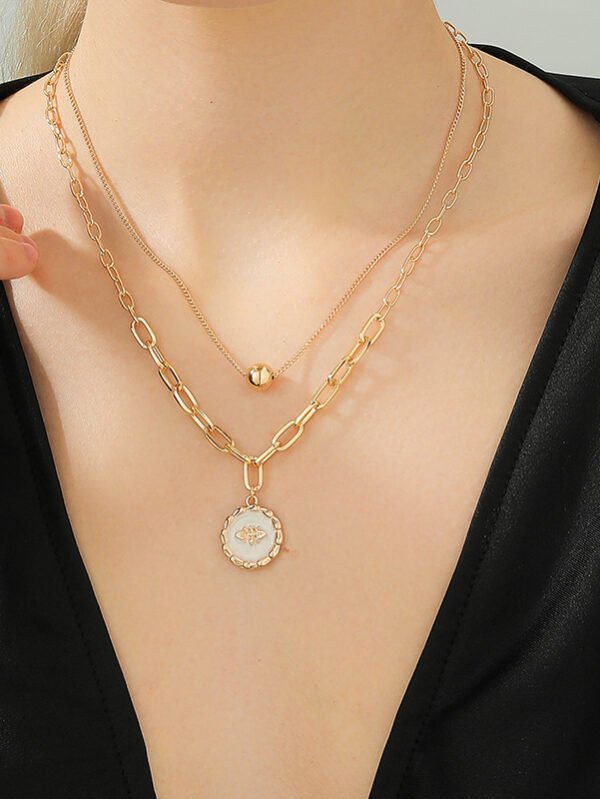 Double-layer Bee Necklace Simple Vintage Sweater Chain - Gold