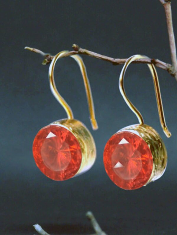 Minimalist Gold Earrings For Women - Red