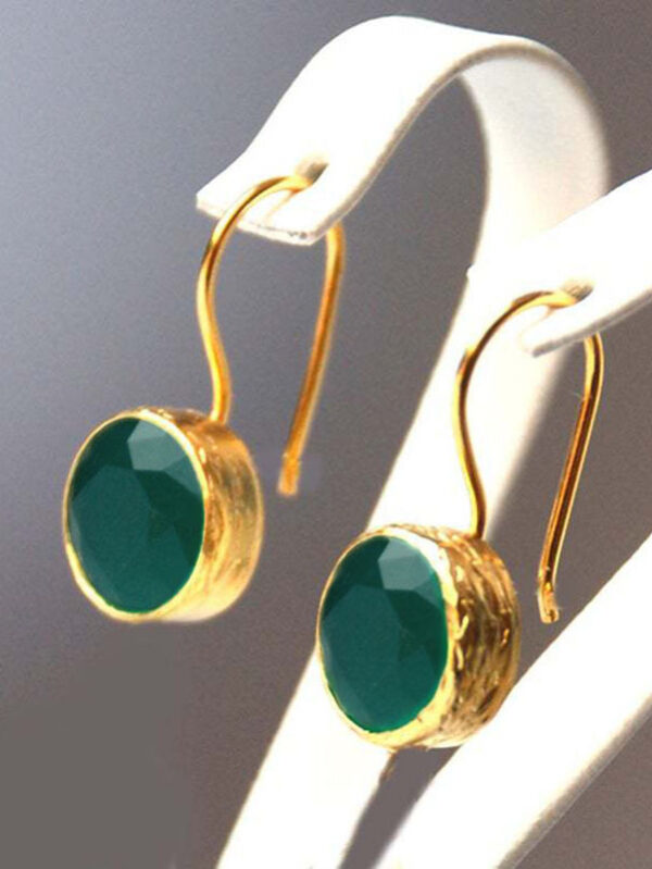 Minimalist Gold Earrings For Women - Dark Green