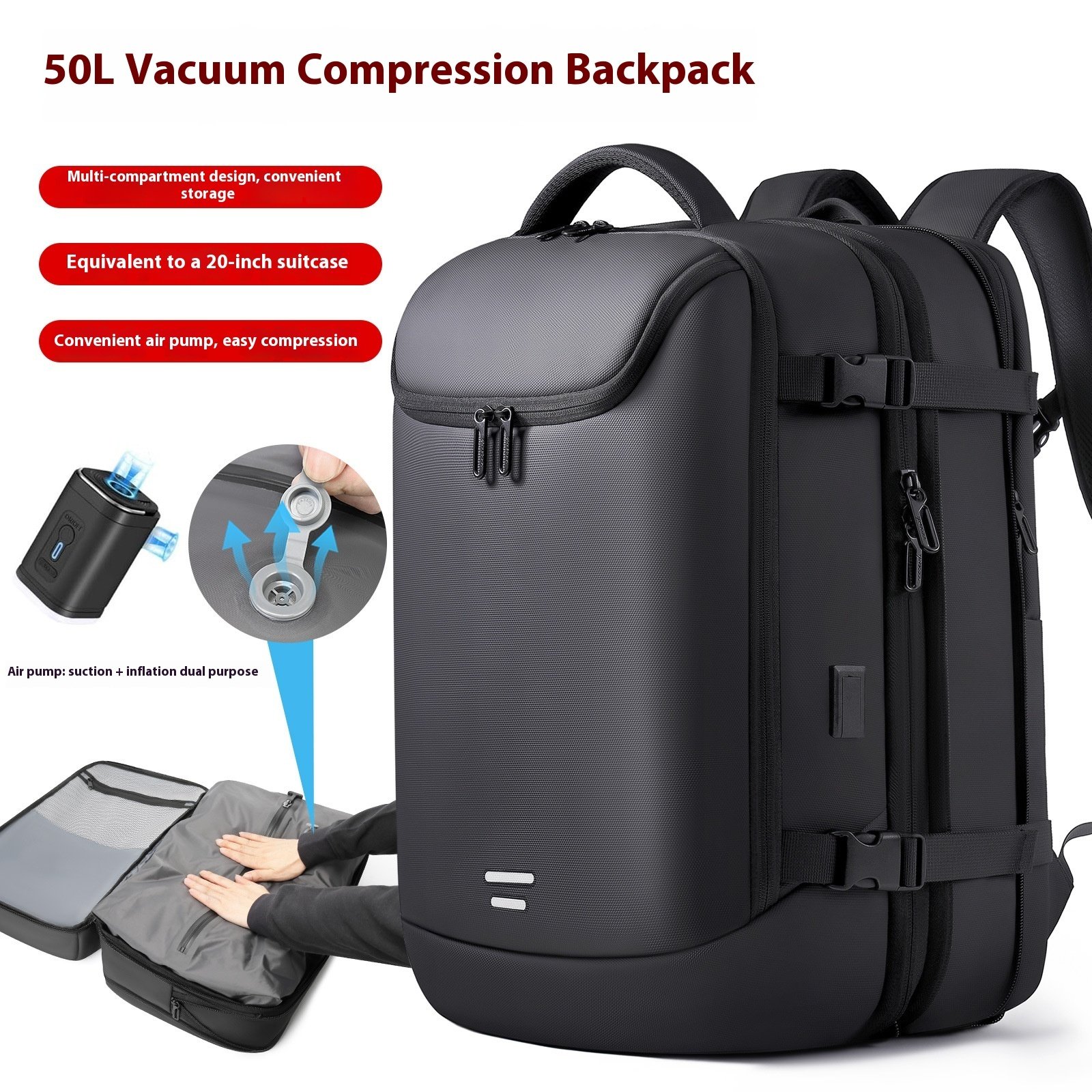 Men's  Vacuum Compression Backpack Multifunctional - Image 8