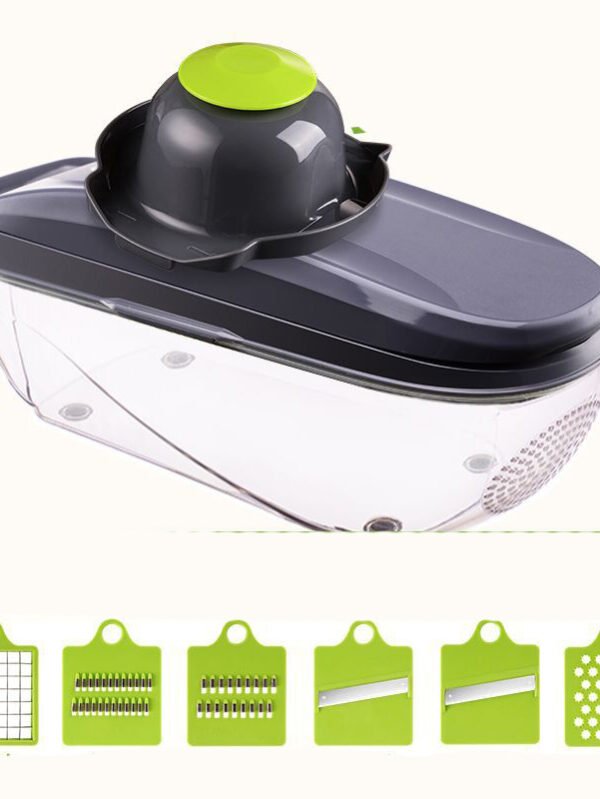 Multi-function Kitchen Vegetable Cutter - Grey 6 blades
