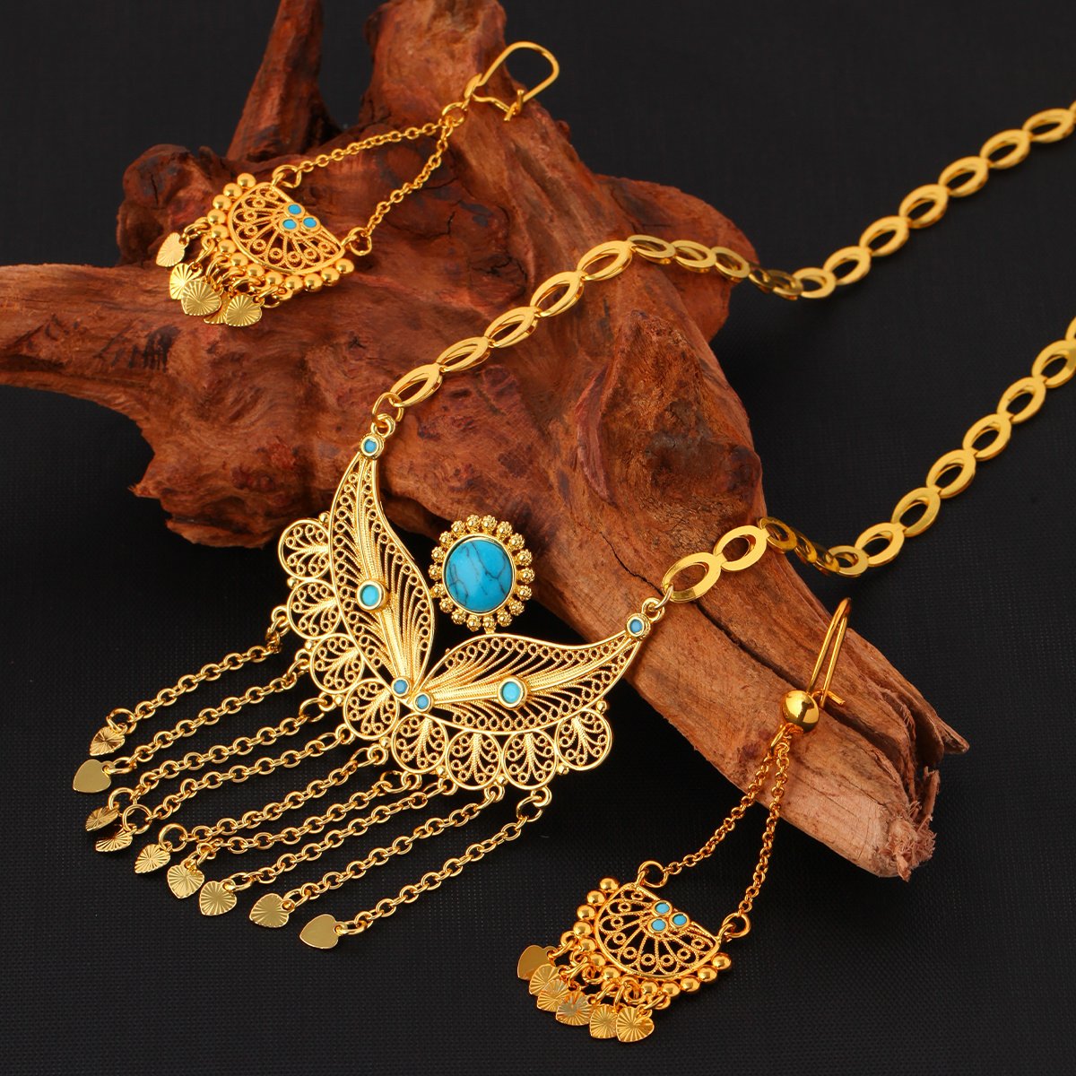 3pcs Fashionable And Personalized Water Droplet Tassel Copper Plated 18k Gold Women's Necklace And Earring Set, Suitable For Parties And Gifts, Daily Wear - Image 6