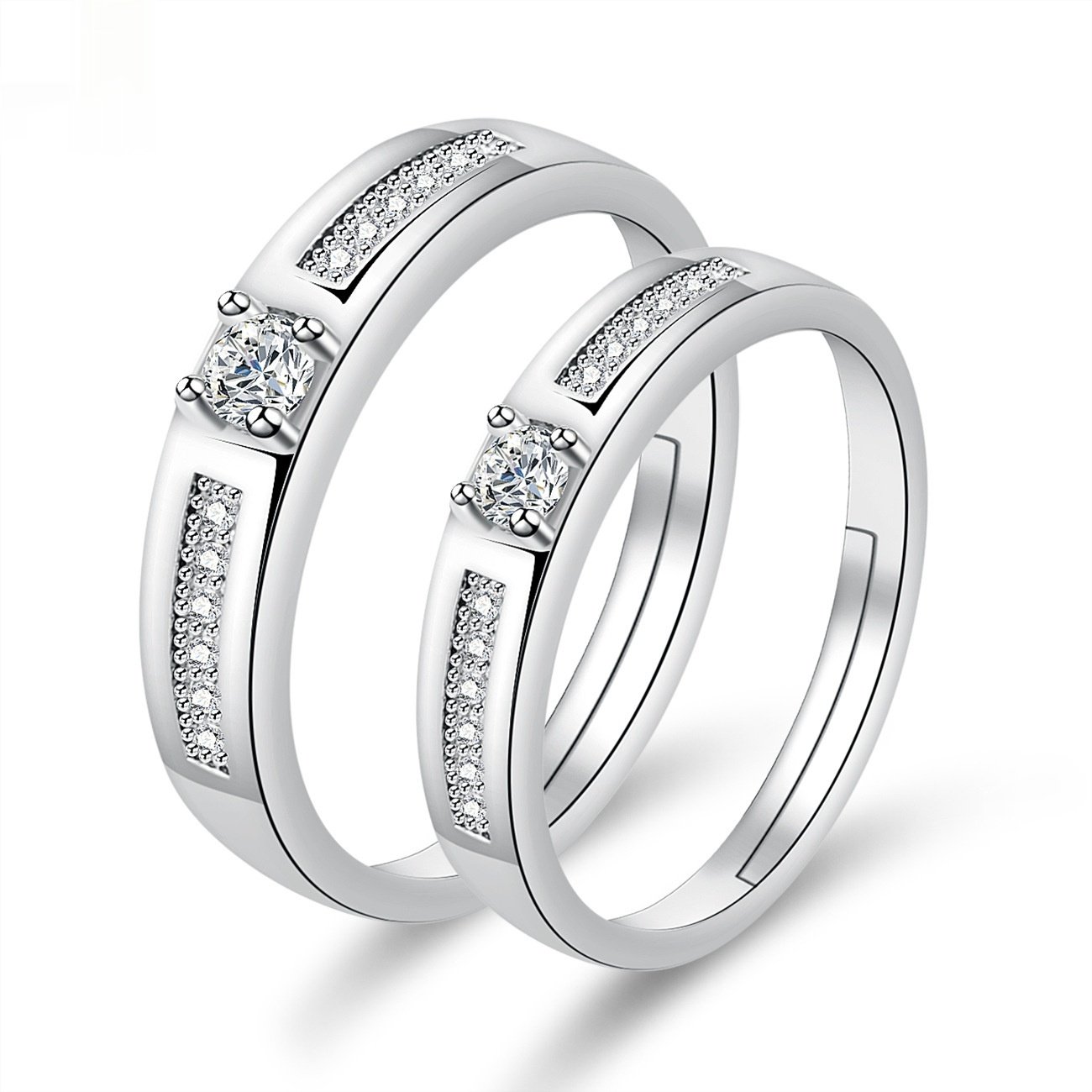 Moissanite Engagement Couple Couple Rings - Image 4