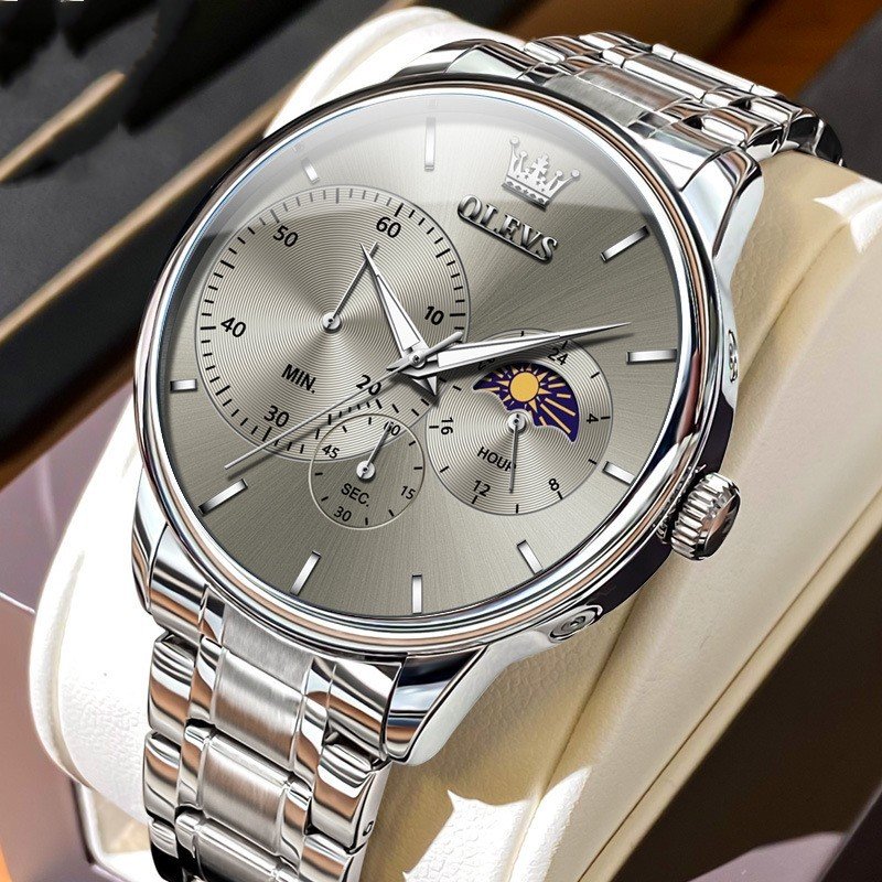 Multifunction Quartz Watch Men's Steel Belt Waterproof - Image 2