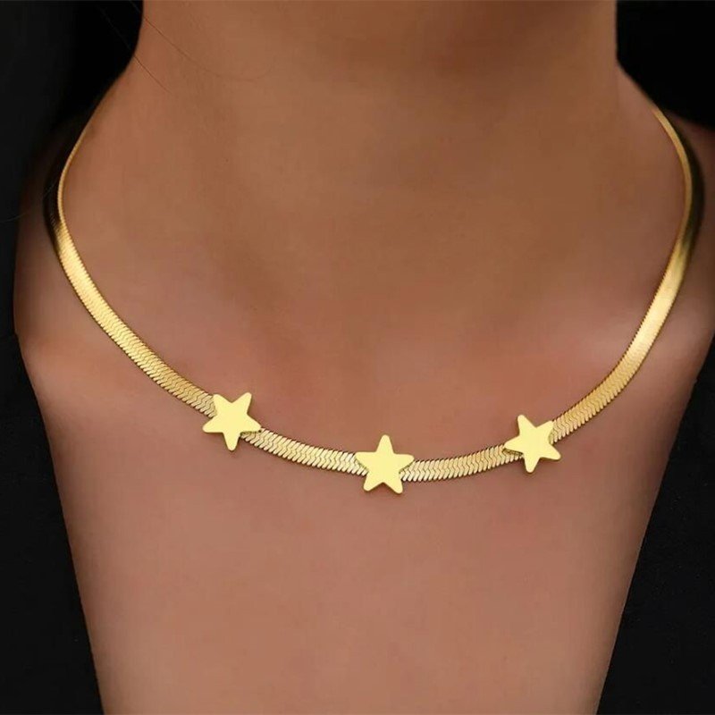 Stainless Steel Necklaces Gothic Blade Snake Chains Stars Choker Statement Light Luxury Temperament Necklace - Image 4