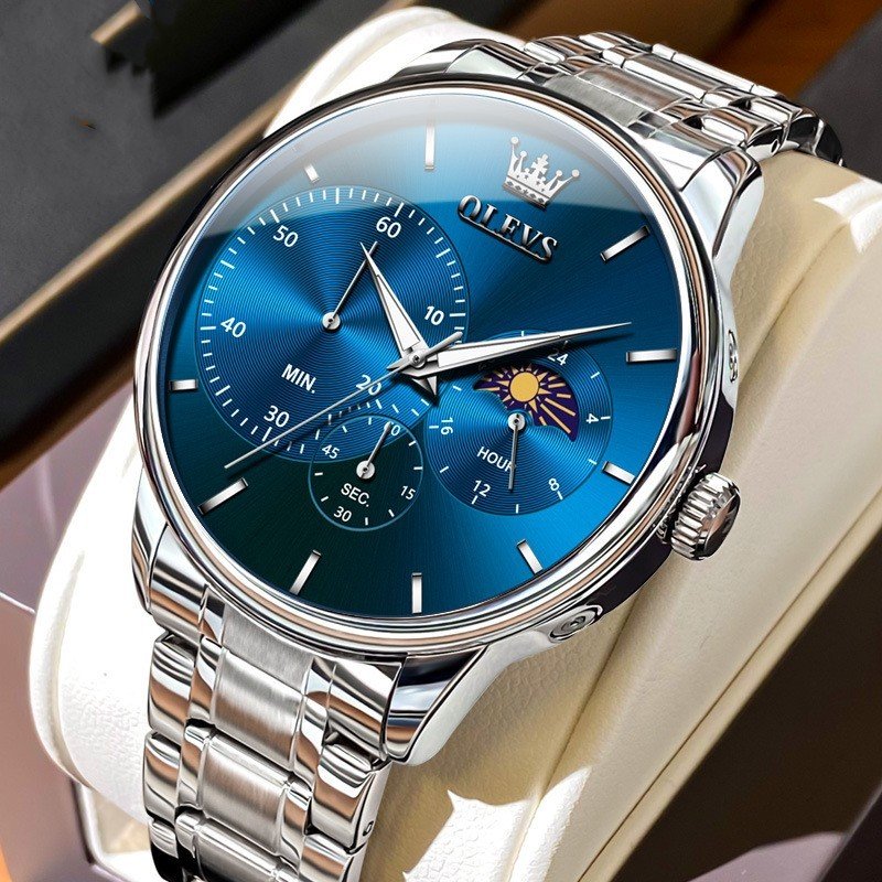 Multifunction Quartz Watch Men's Steel Belt Waterproof - Image 3