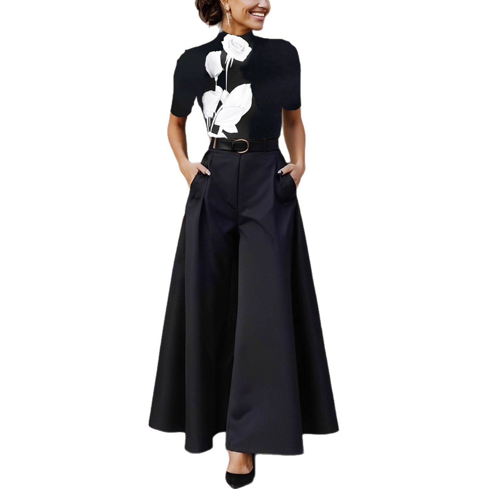 Cities Solid Color Wide-leg Pants No Belt - Image 3