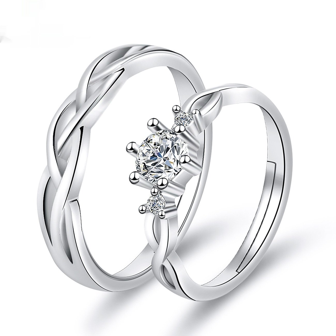 Moissanite Engagement Couple Couple Rings - Image 3