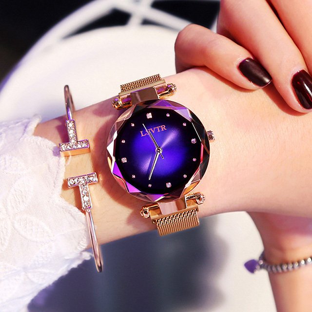 Rose Gold Women Watches Fashion Diamond Ladies Starry Sky Magnet Watch Waterproof Female Wristwatch - Image 6