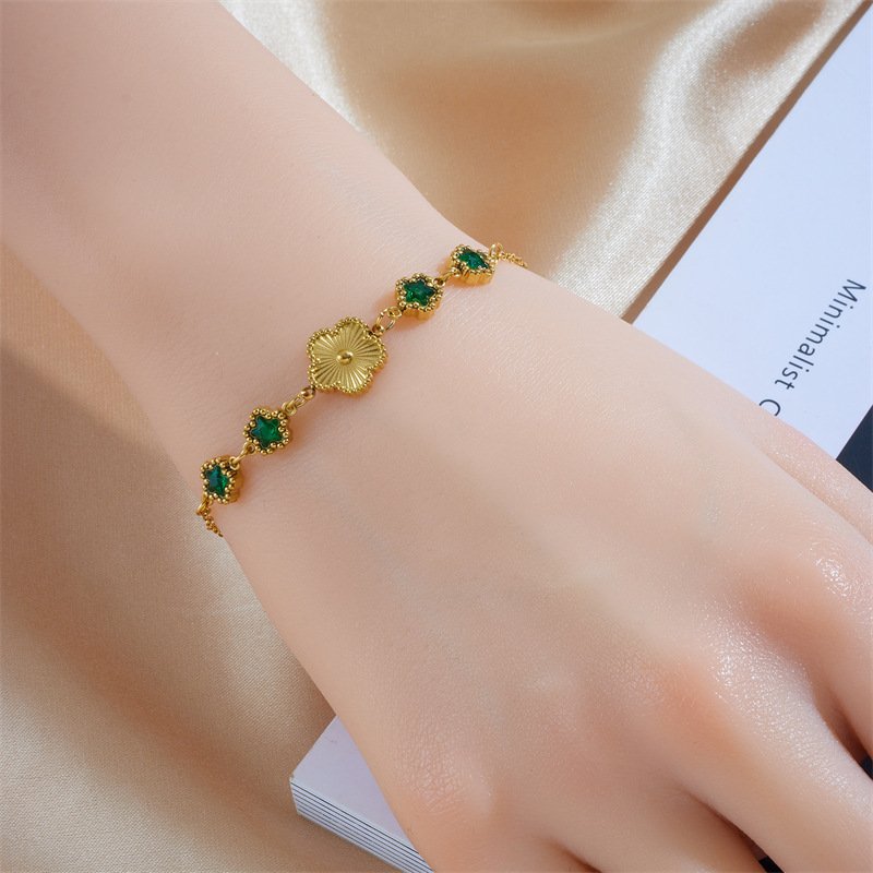 Colorful Flower Five-leaf Flower Shell New All-match Titanium Steel Bracelet - Image 3