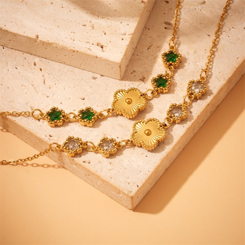 Colorful Flower Five-leaf Flower Shell New All-match Titanium Steel Bracelet - Image 5