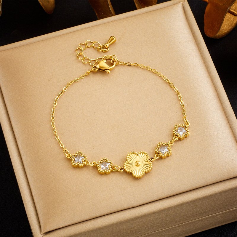 Colorful Flower Five-leaf Flower Shell New All-match Titanium Steel Bracelet - Image 6