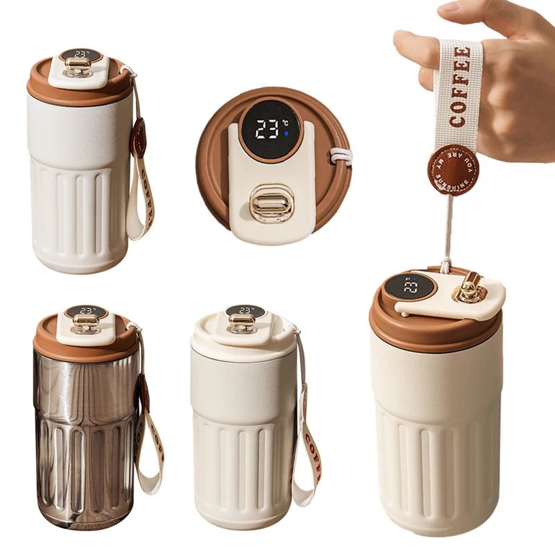 Smart Digital Thermal Bottle Portable Coffee Mug Stainless Steel Water Bottle In-Car Insulated Cup Keep Cold Vacuum Flasks 450ml - Image 2